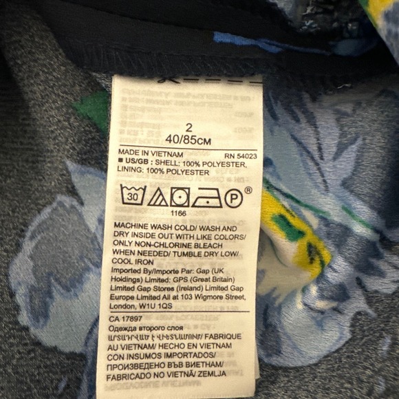 Banana Republic Blue Floral Spaghetti Strap Dress Flare Hem Back Zip 2 Pre-owned - Picture 7 of 11